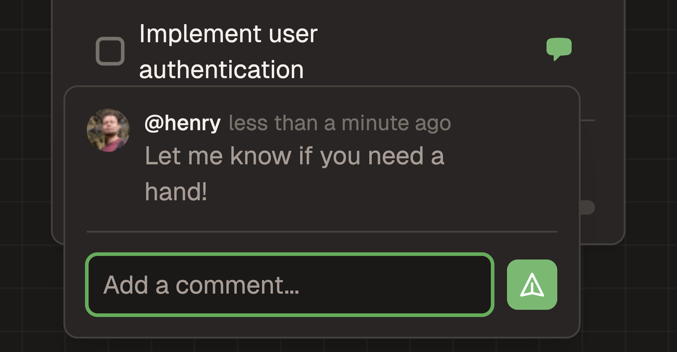 Comment thread on a friend's todo