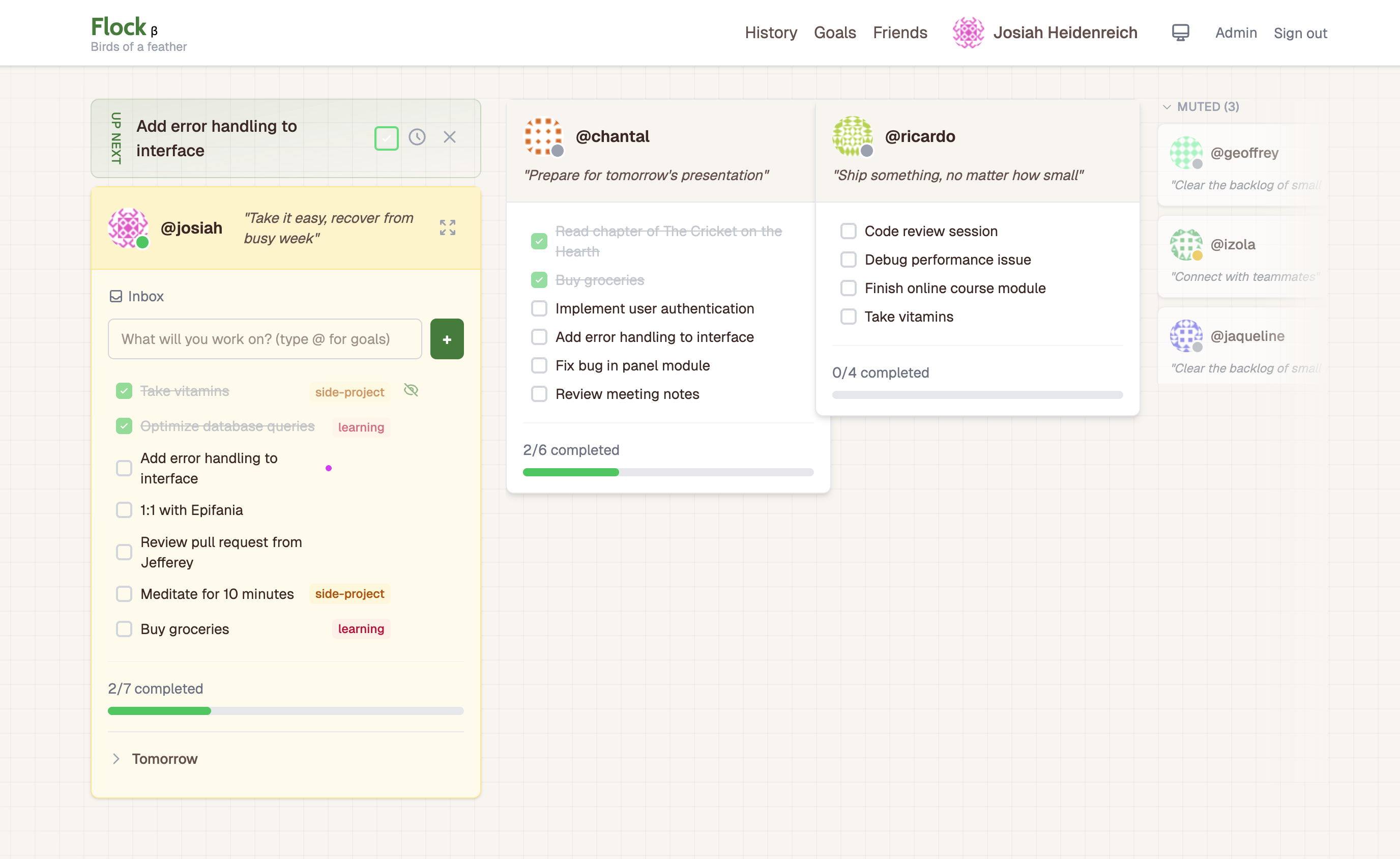 Flock dashboard screenshot